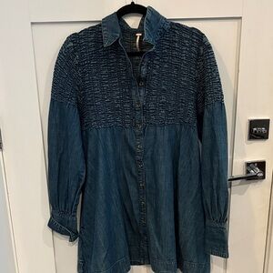 FP Movement by Free People Dark Blue Button-Down Shirt